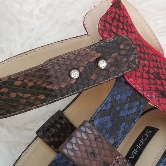 SOPHIA & LEE SNAKE SKIN STRAPPY SANDAL HEELS - Picture 6 of 8